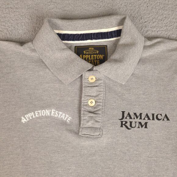 Appleton Estate Jamaica Rum Polo Shirt Mens Large Gray Organic Cotton Embroidery - Picture 3 of 15
